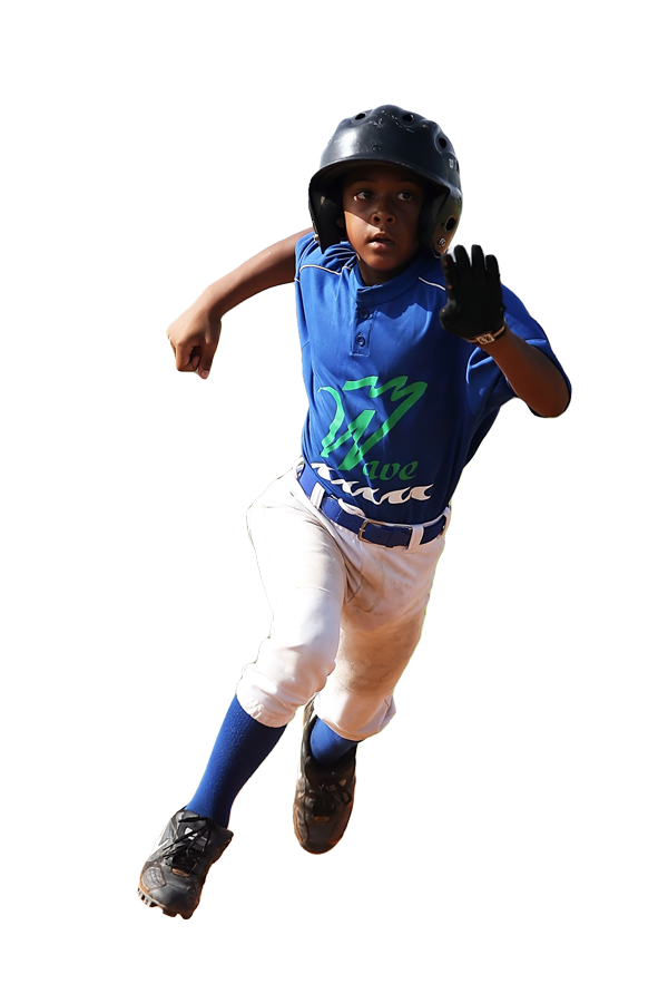 young baseball player running